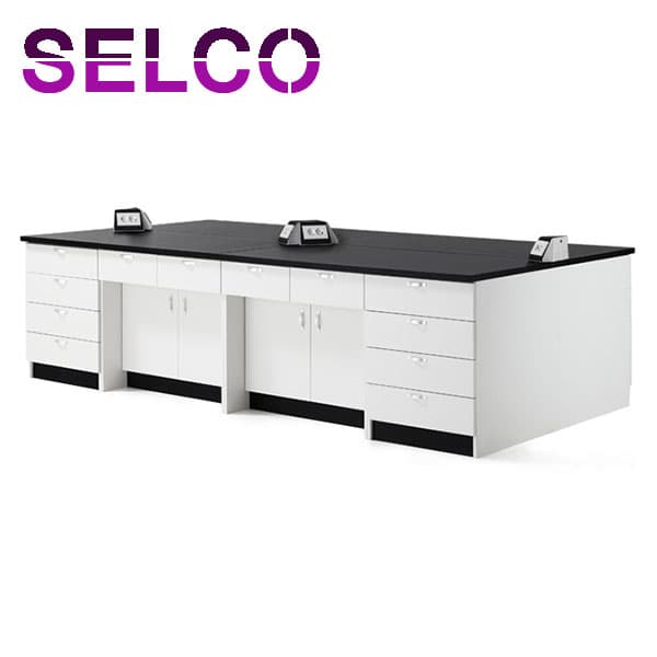 목재 콘센트형 중앙실험대 LCW-2124, LCW-2130, LCW-2136, LCW-2142, LCW-2148